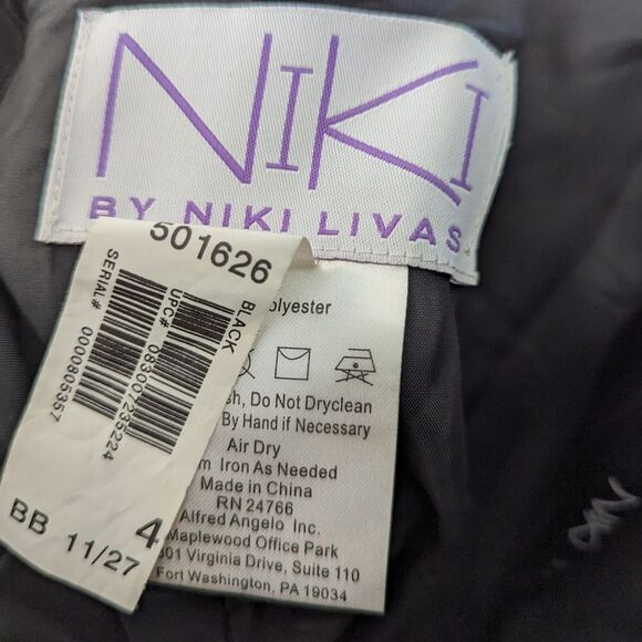 Vintage Niki by Niki Livas Black ruffle trumpet cocktail dress LBD Y2K - Picture 7 of 7